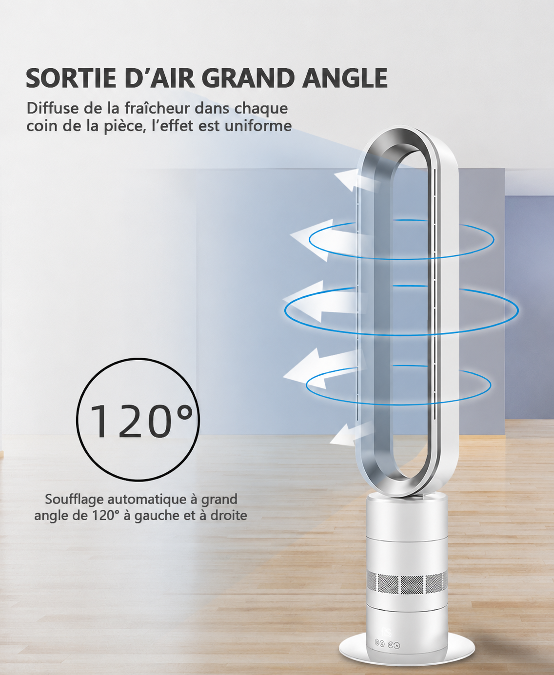 Ventilateur Sans Pales Silencieux 10 Vitesses 35W